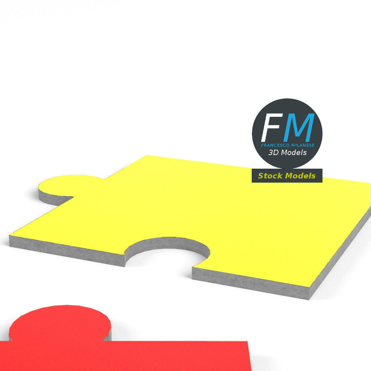 2x2 jigsaw puzzle pieces 3D model_4