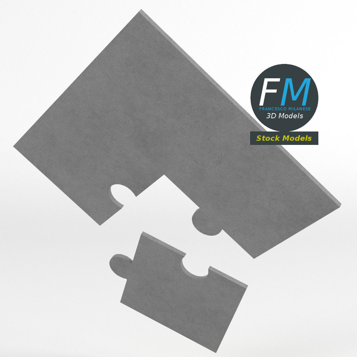 2x2 jigsaw puzzle pieces 3D model_3
