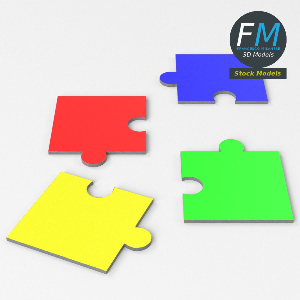 2x2 jigsaw puzzle pieces 3D model_5