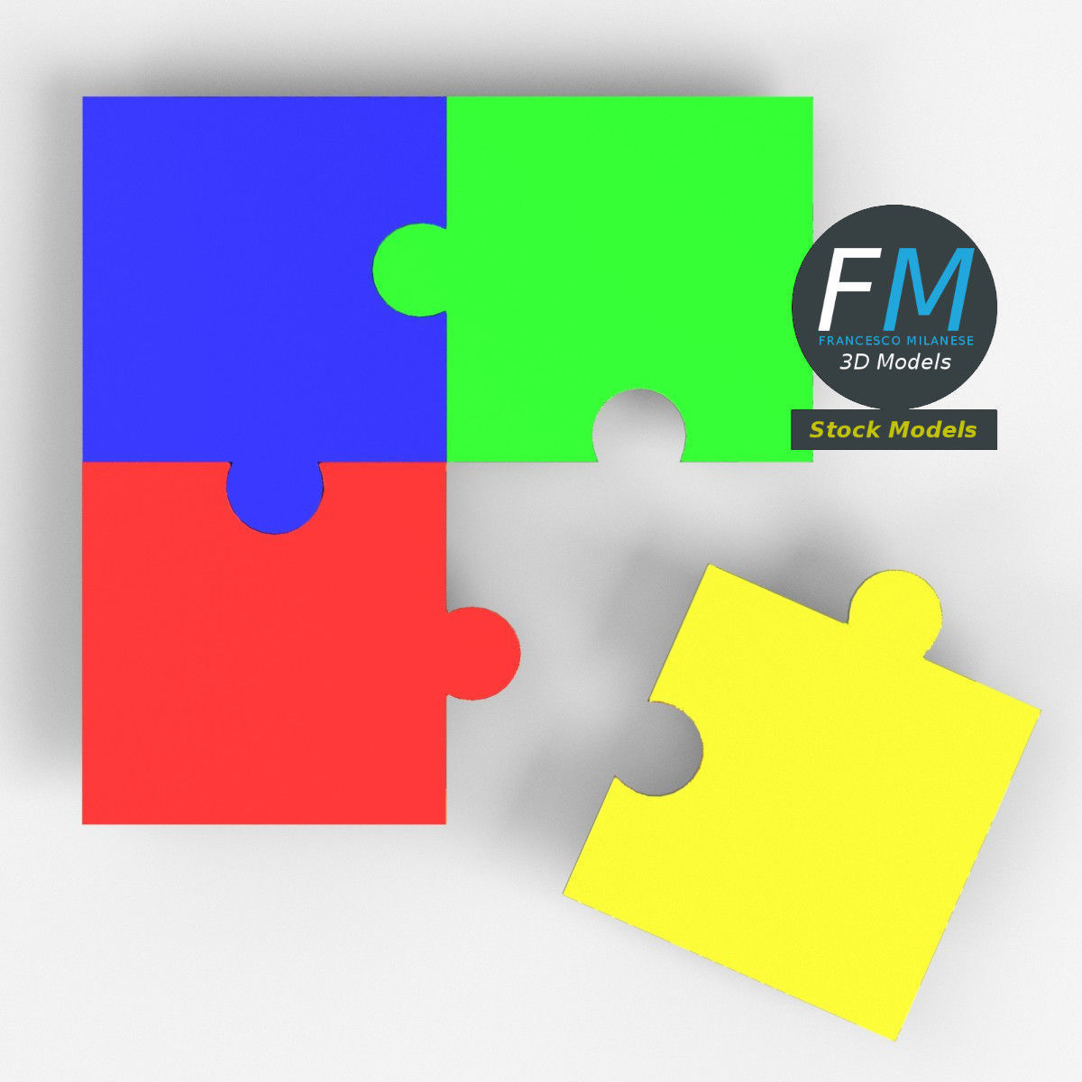 2x2 jigsaw puzzle pieces 3D model_6