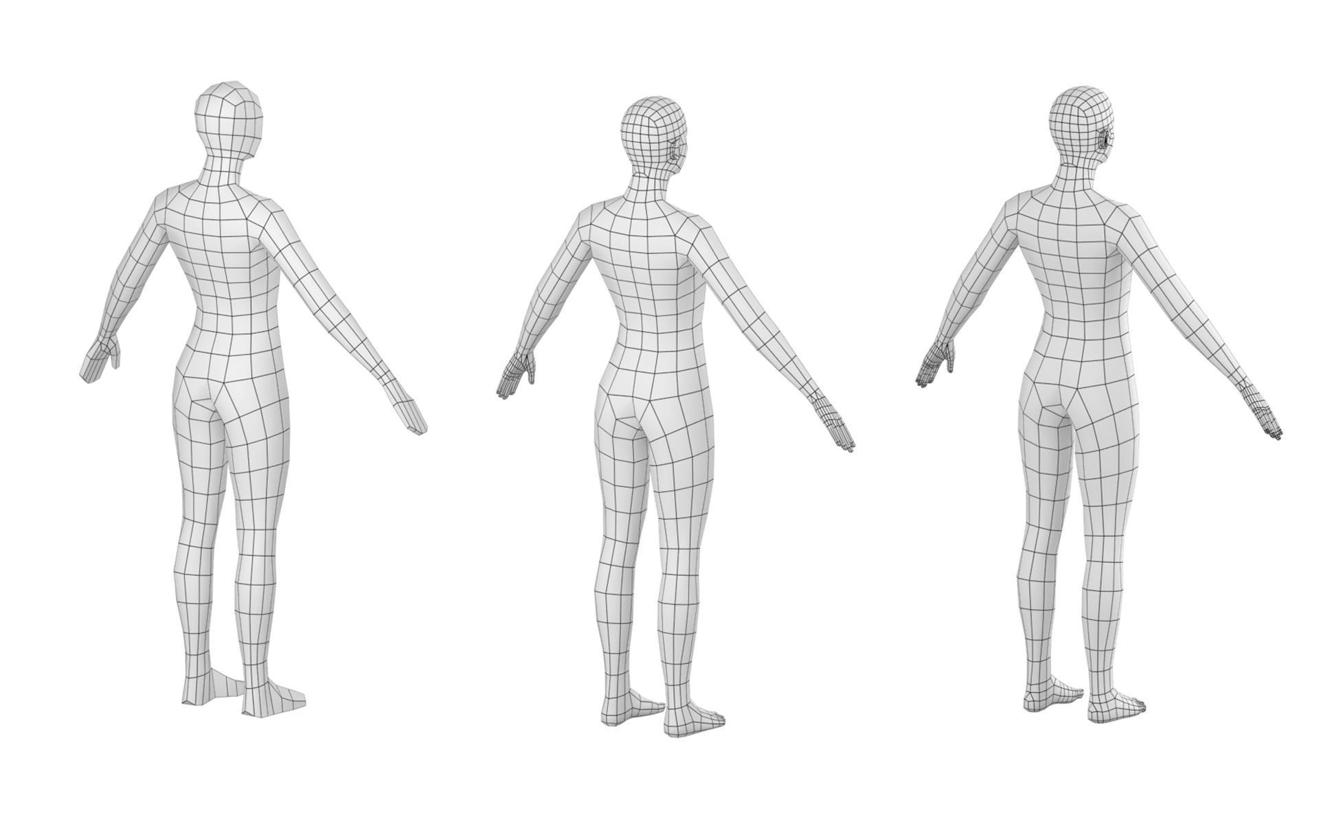 Natural Female in A-Pose Base Mesh 3D model_7