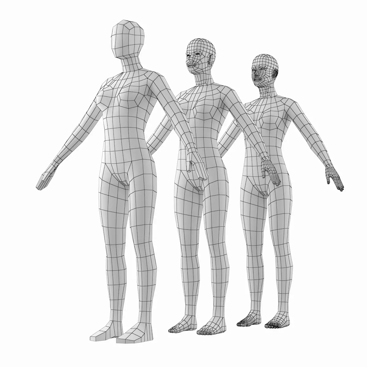 Natural Female in A-Pose Base Mesh 3D model_0