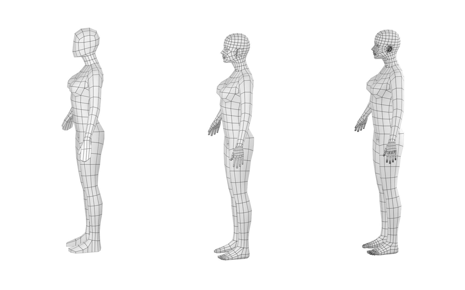 Natural Female in A-Pose Base Mesh 3D model_10