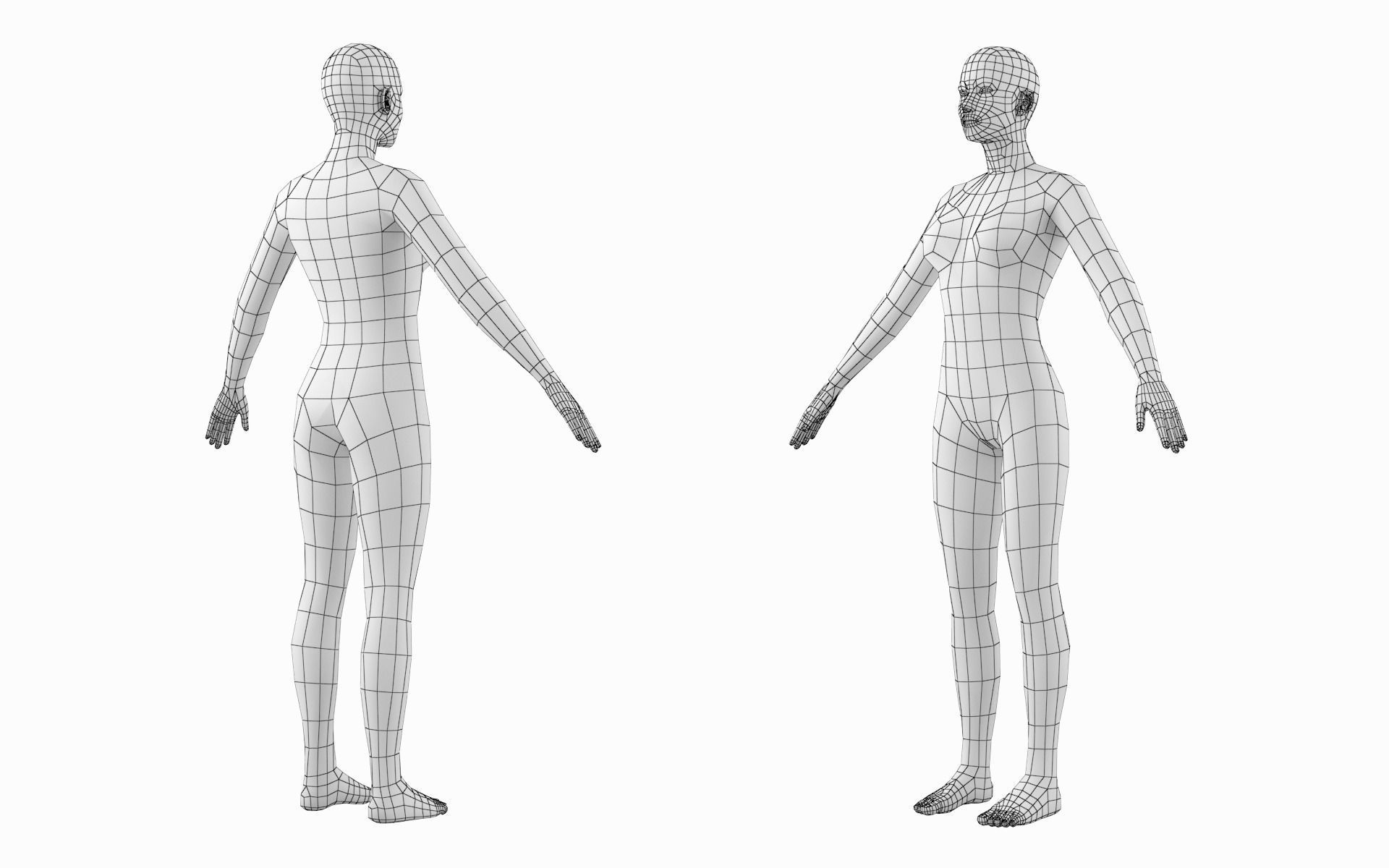 Natural Female in A-Pose Base Mesh 3D model_17