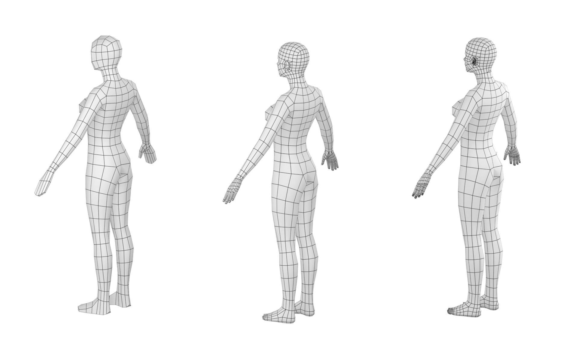 Natural Female in A-Pose Base Mesh 3D model_9