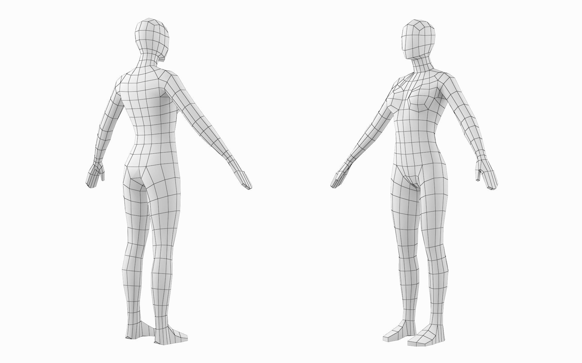 Natural Female in A-Pose Base Mesh 3D model_15