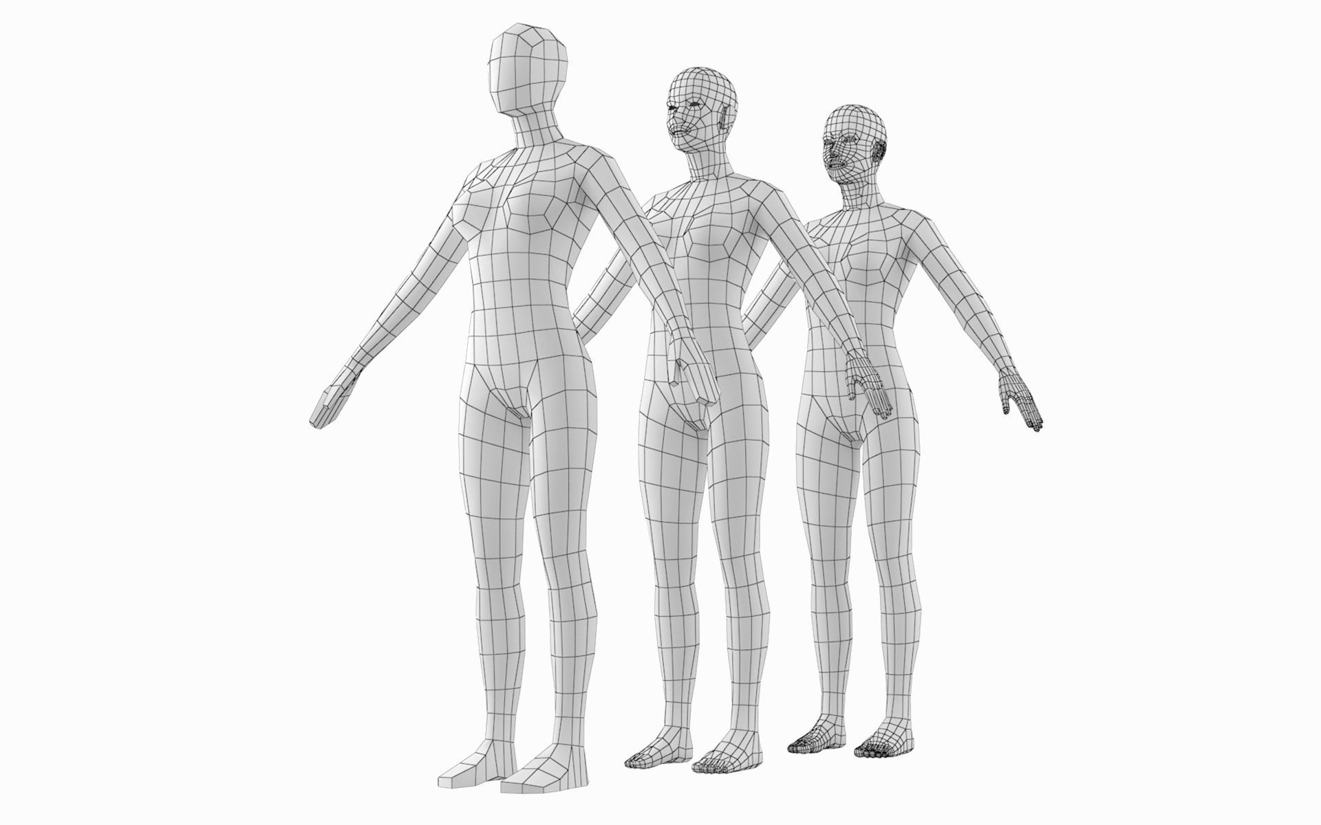 Natural Female in A-Pose Base Mesh 3D model_2
