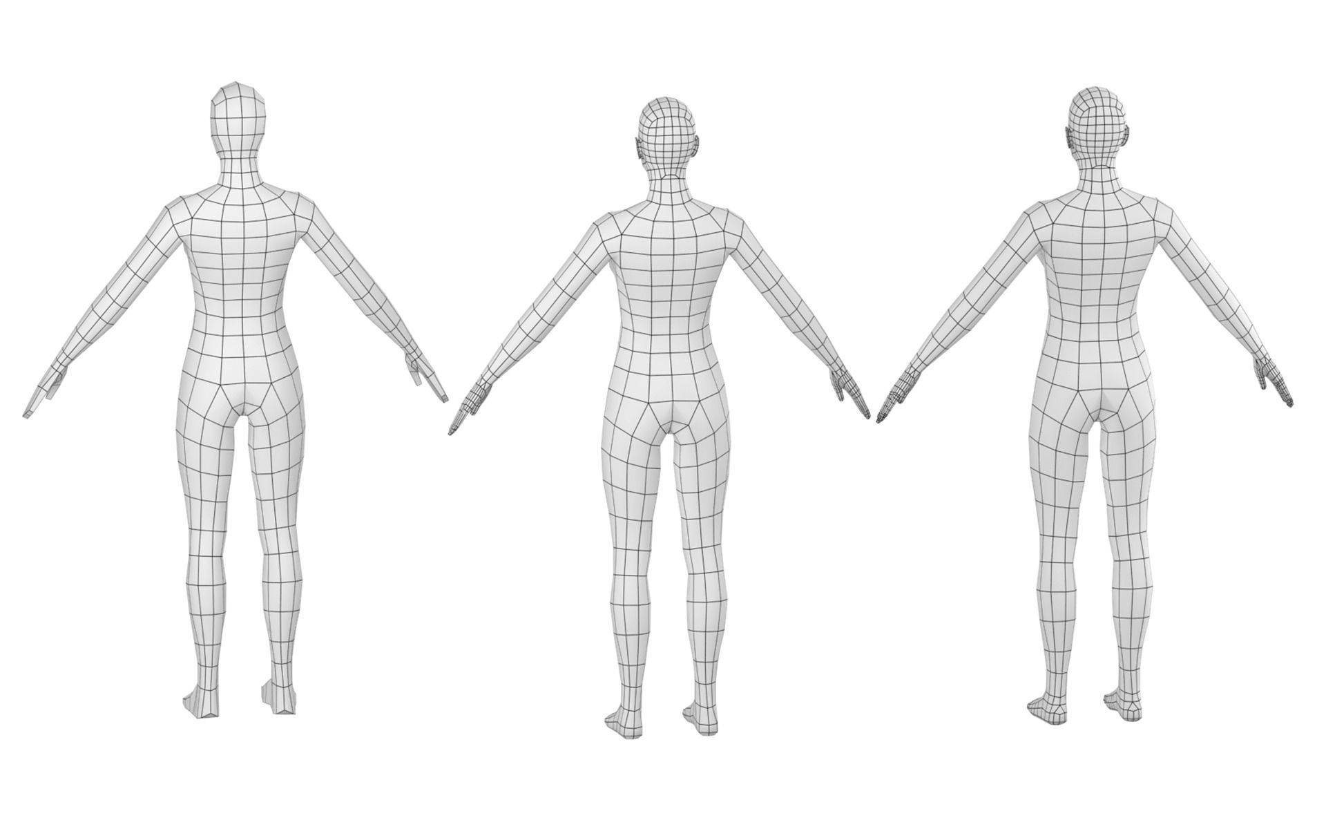 Natural Female in A-Pose Base Mesh 3D model_8