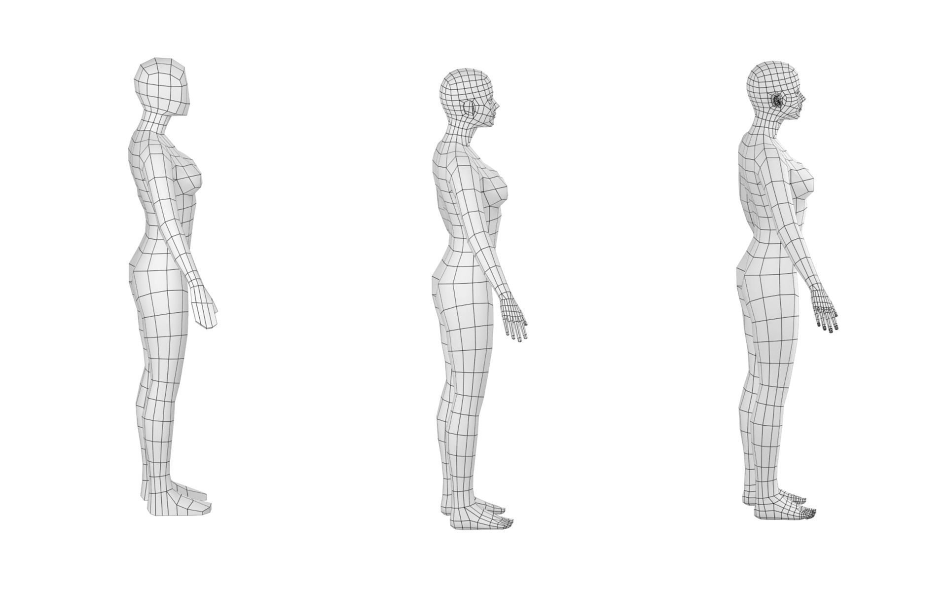 Natural Female in A-Pose Base Mesh 3D model_6