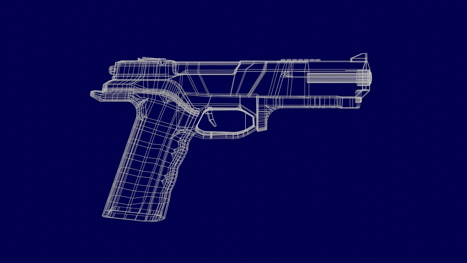 Handgun Low-poly 3D model_10