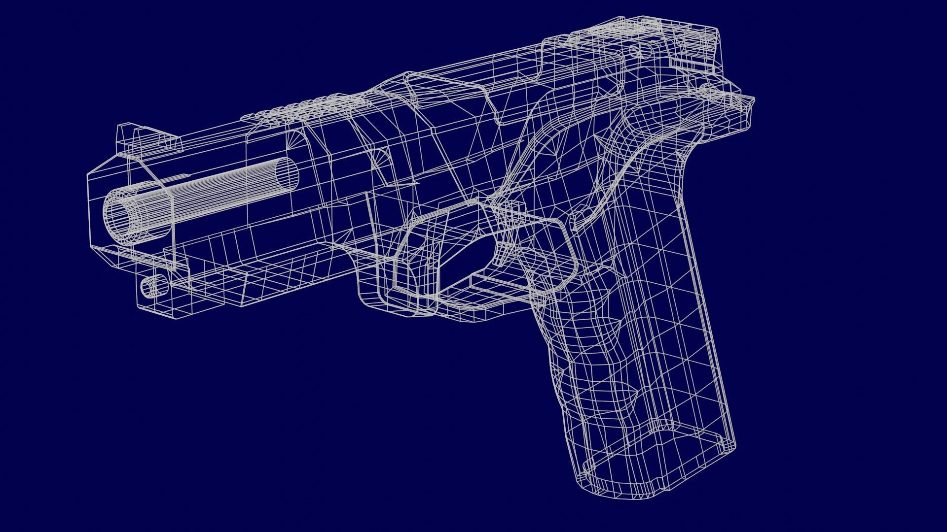 Handgun Low-poly 3D model_8