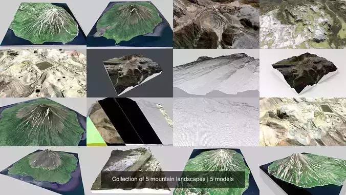 Collection of 5 mountain landscapes 