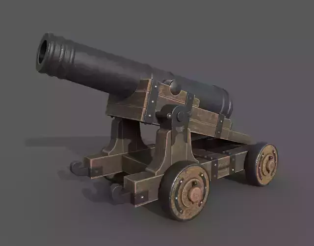 Medieval cannon Low-poly 3D model