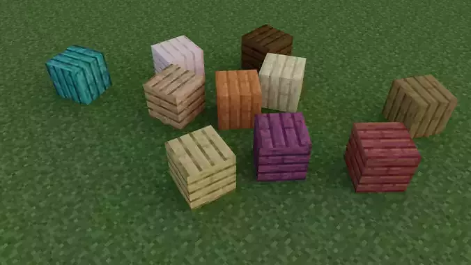 Minecraft All Wood Blocks High Quality  3D model
