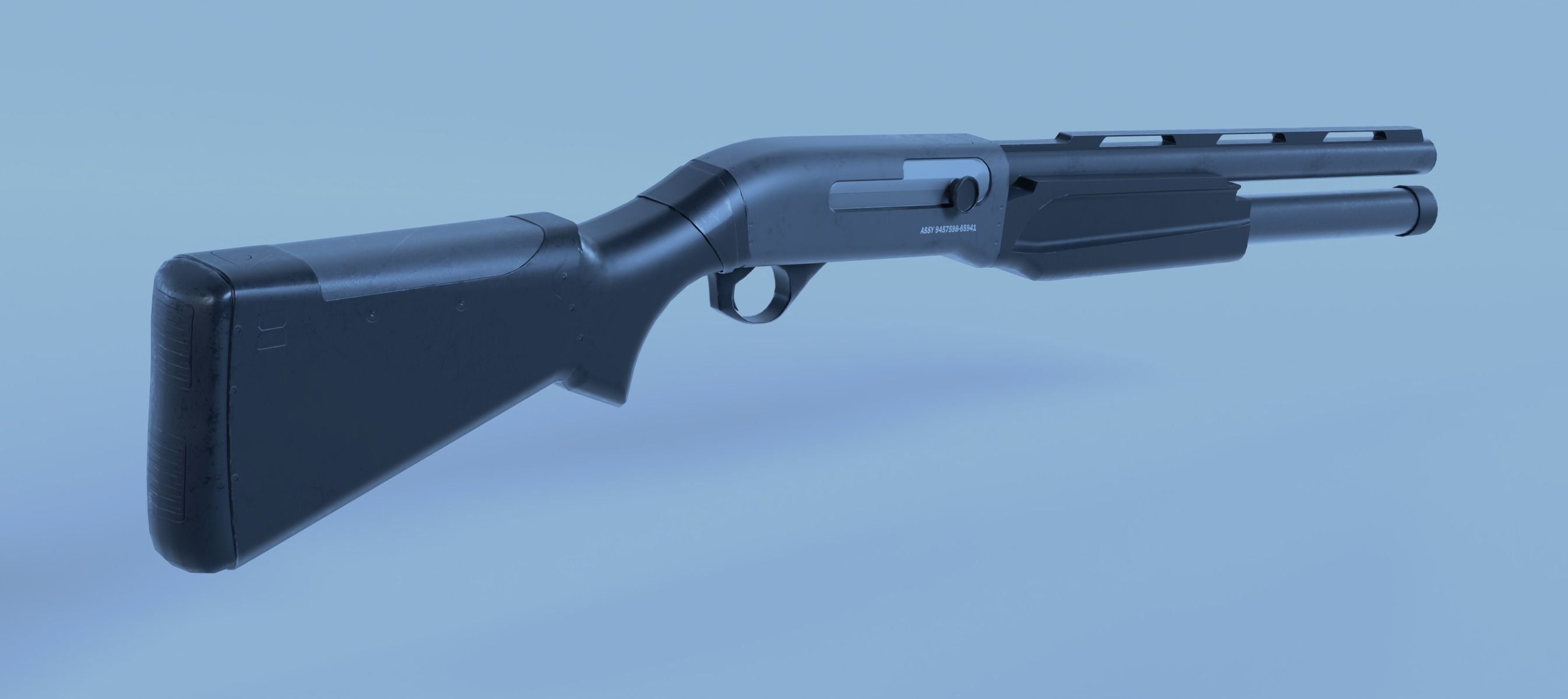 Custom Action Shotgun Low-poly 3D model_3