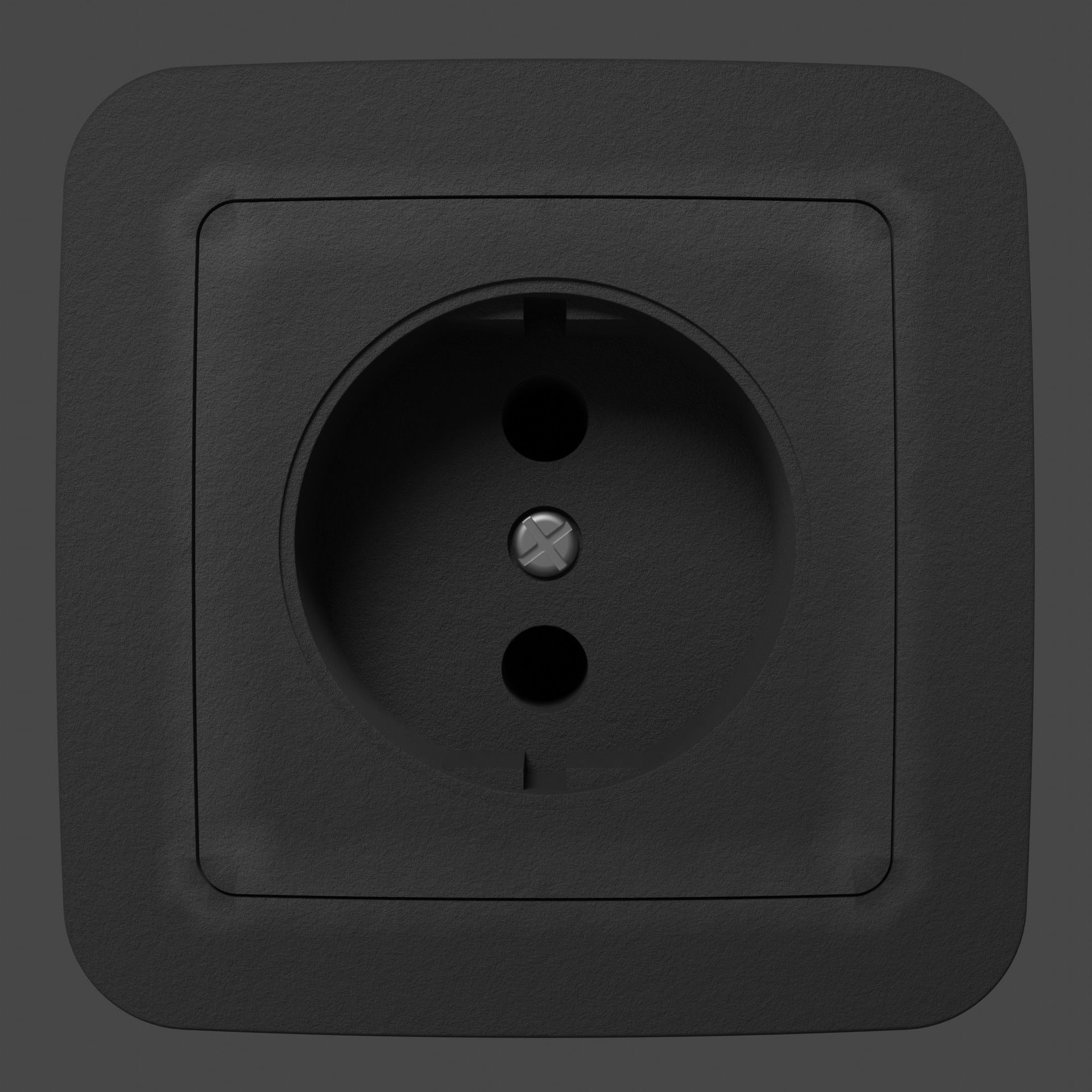 Black sockets and light switch 6 objects collection Low-poly 3D model_7
