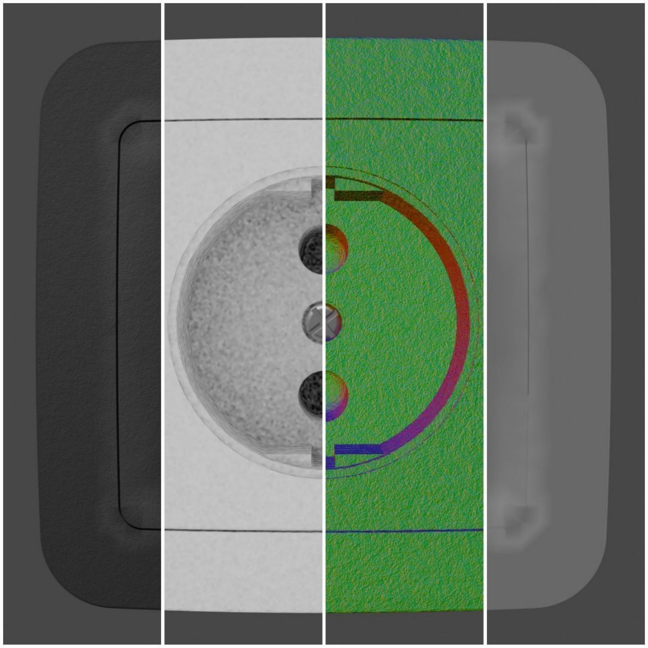 Black sockets and light switch 6 objects collection Low-poly 3D model_6