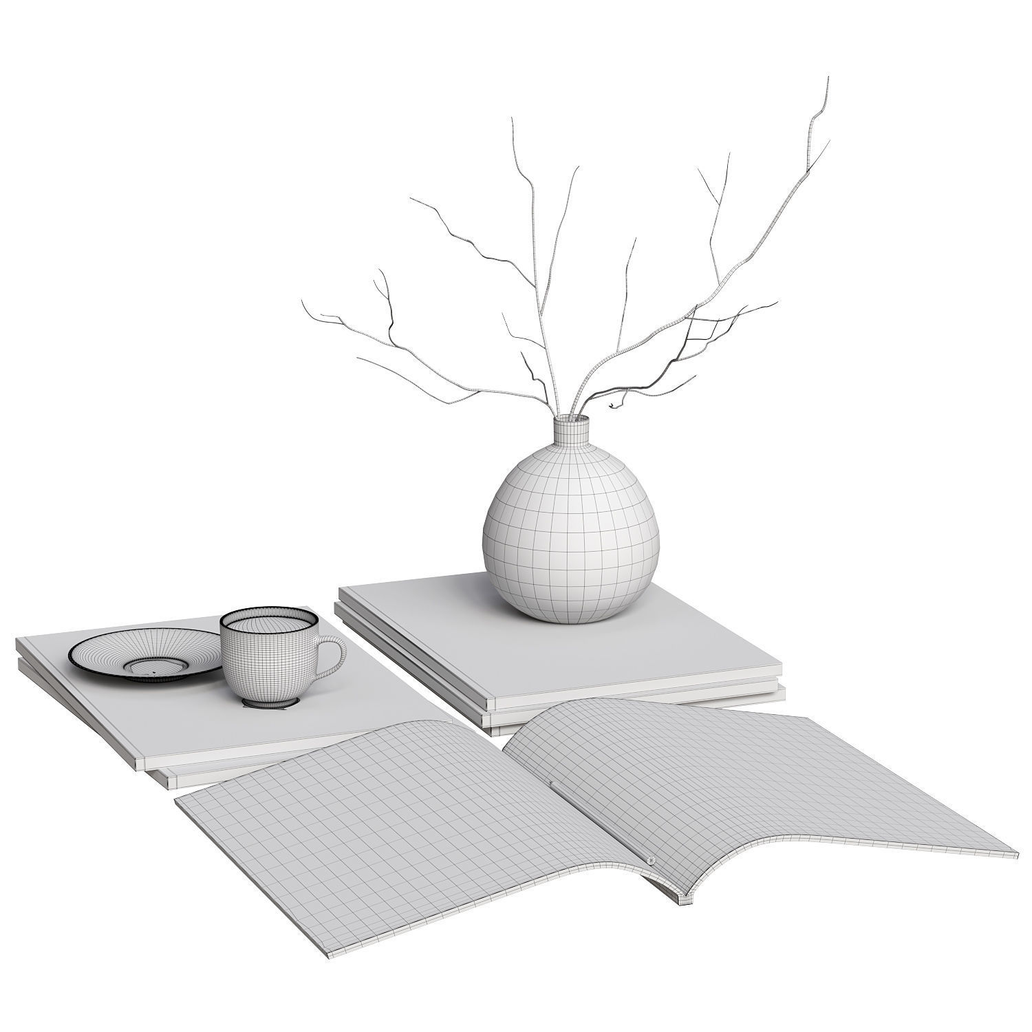Decorative Set with Kinfolk Magazines 3D model_9