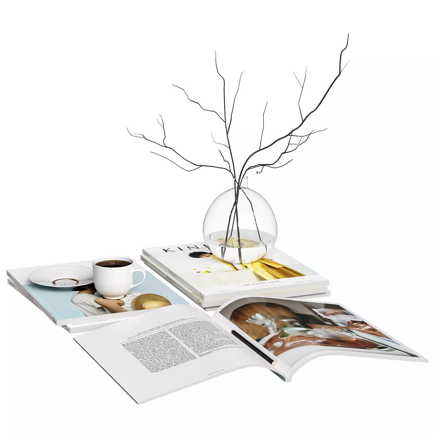 Decorative Set with Kinfolk Magazines 3D model_0