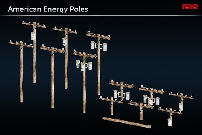 American Energy Poles Low-poly 3D model