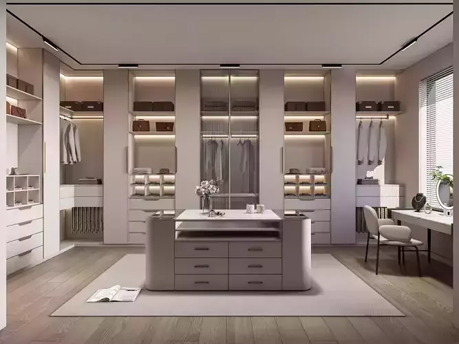 Dressing room  Wardrobe closet full Scene 3D model