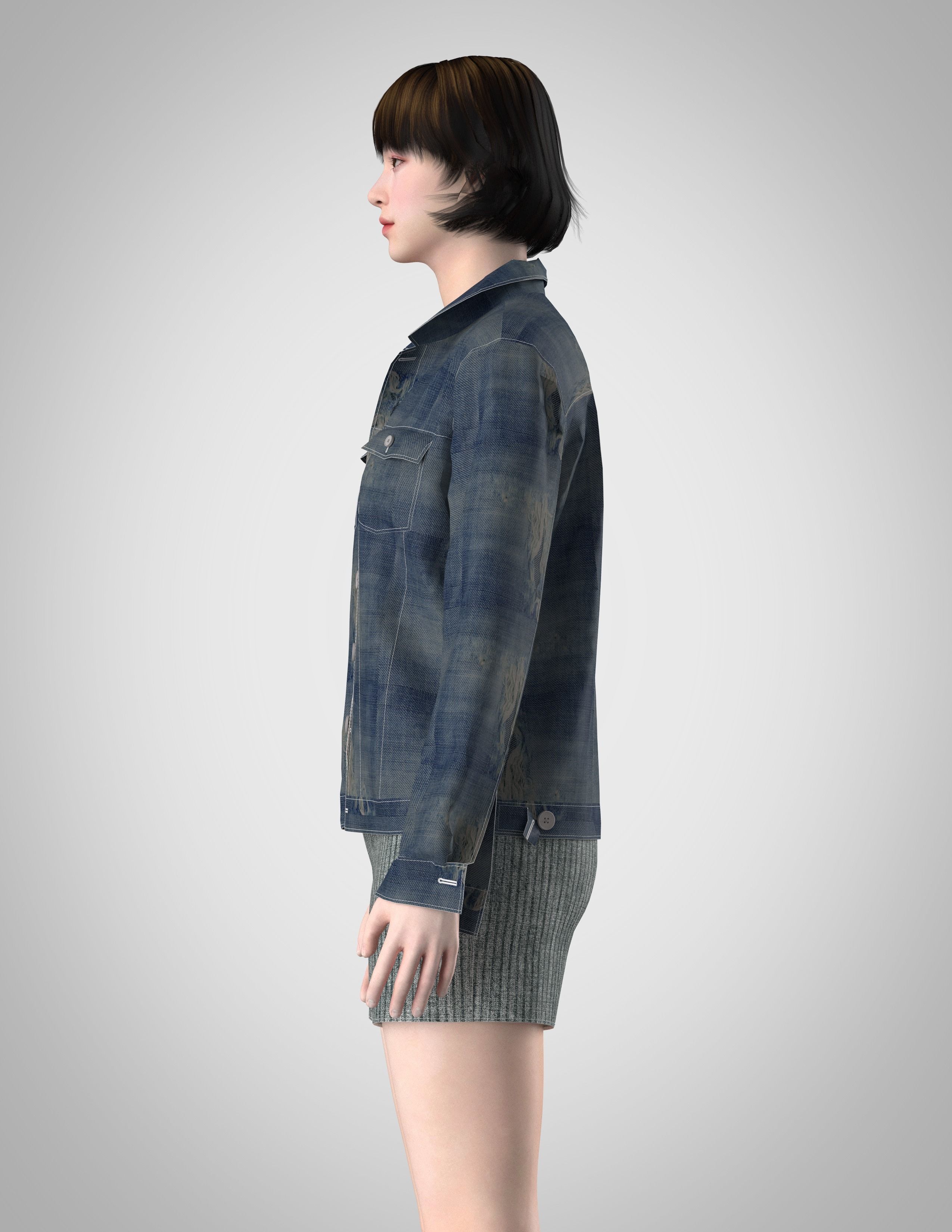 denim jacket for women 3D print model_2
