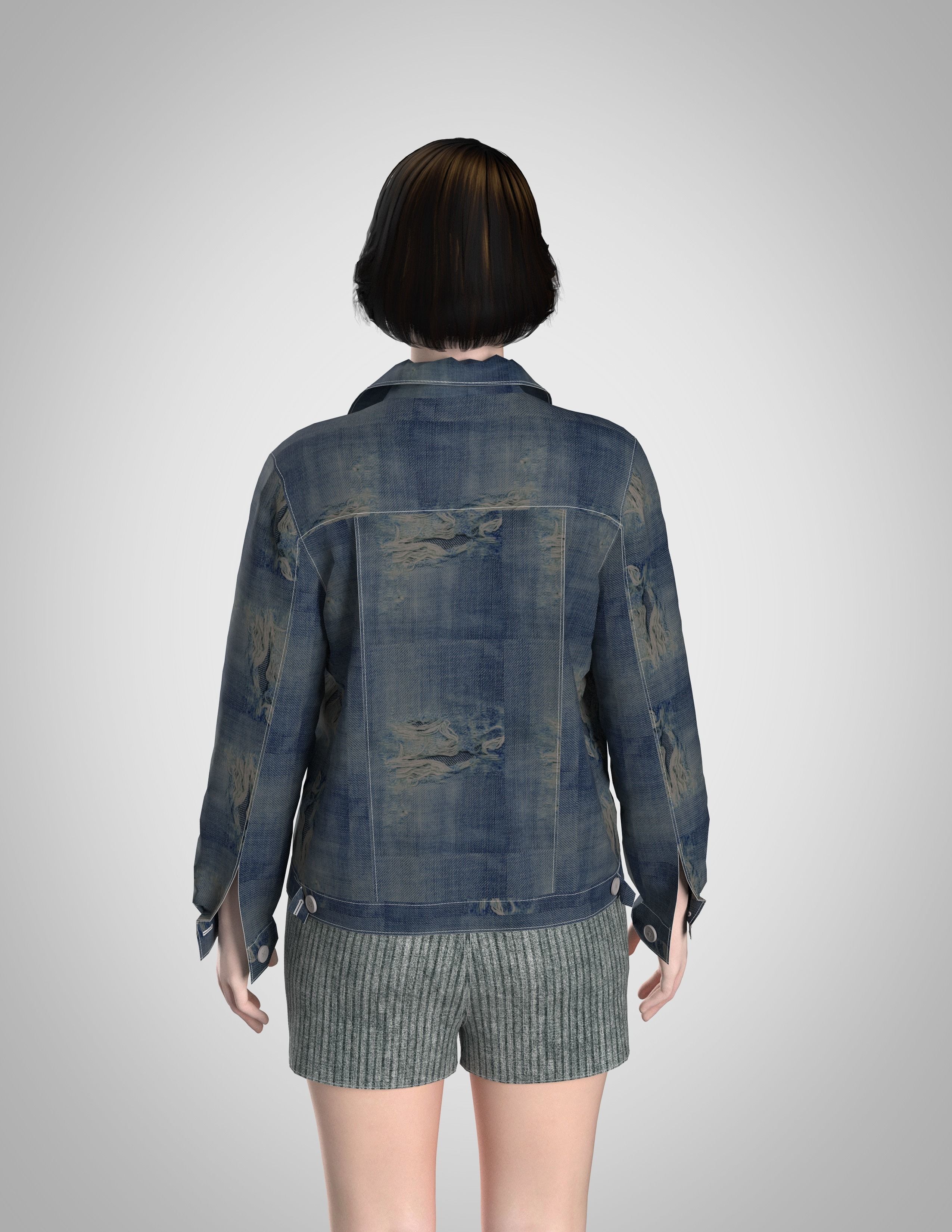denim jacket for women 3D print model_1