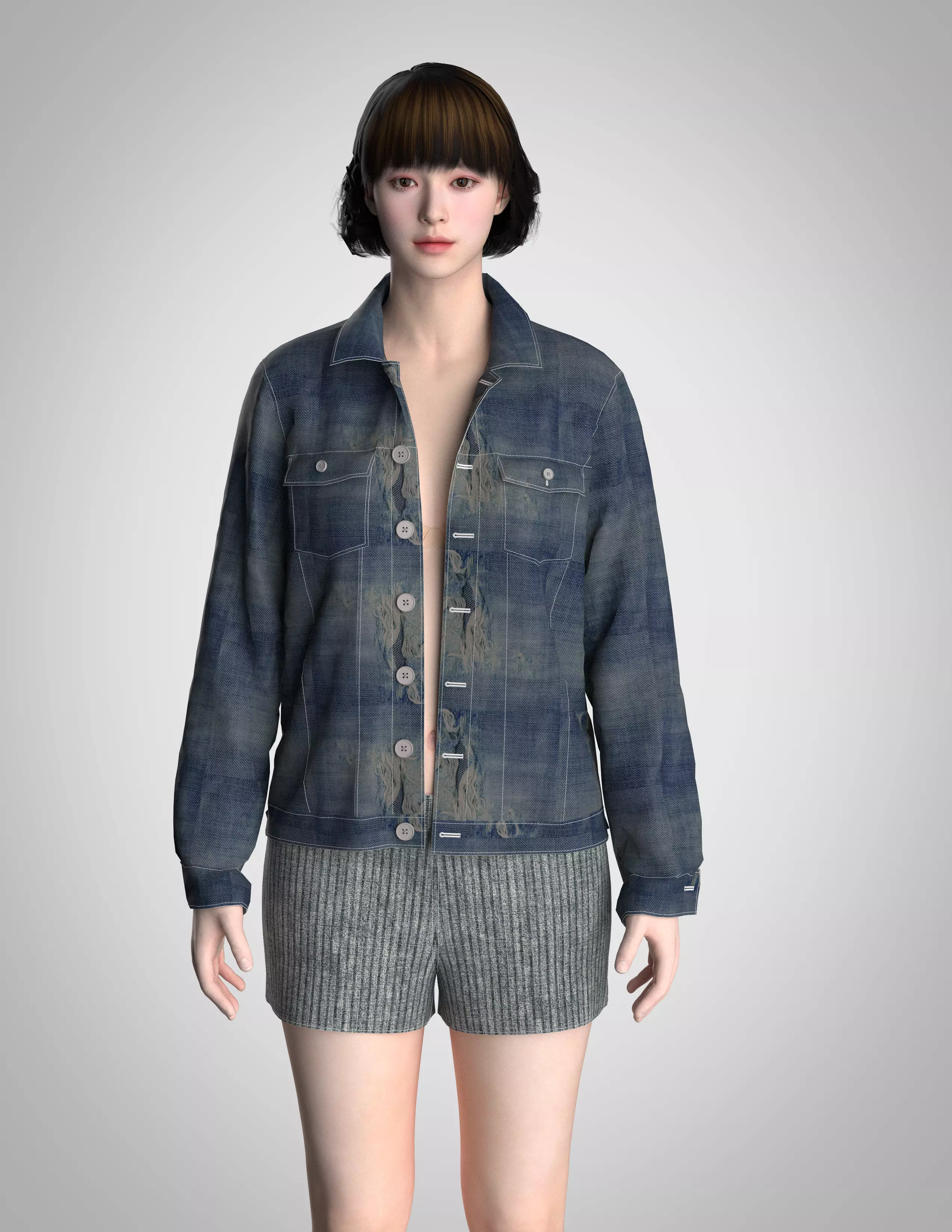 denim jacket for women 3D print model_0