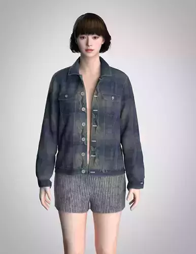 denim jacket for women 3D print model