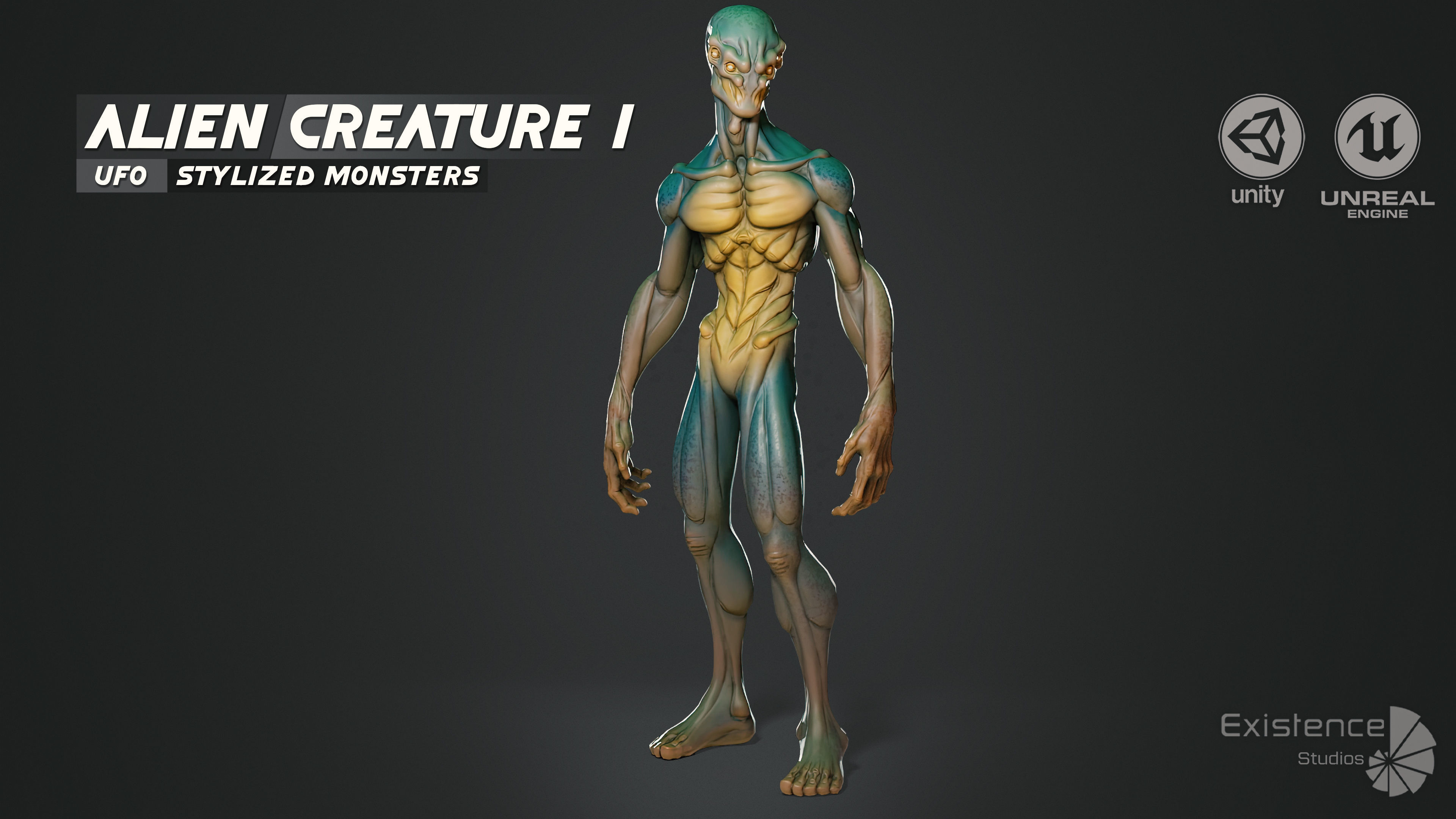 Alien Creature 01 - Stylized Monsters Animation UFO Enemy - 14 Low-poly 3D model_2
