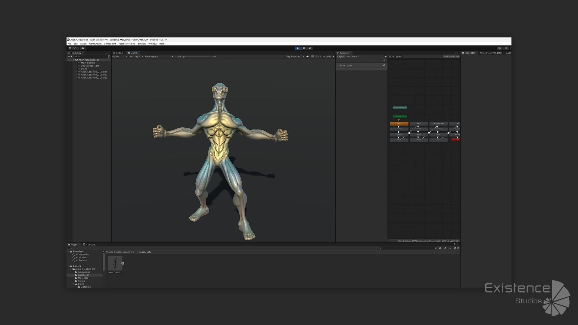 Alien Creature 01 - Stylized Monsters Animation UFO Enemy - 14 Low-poly 3D model_15