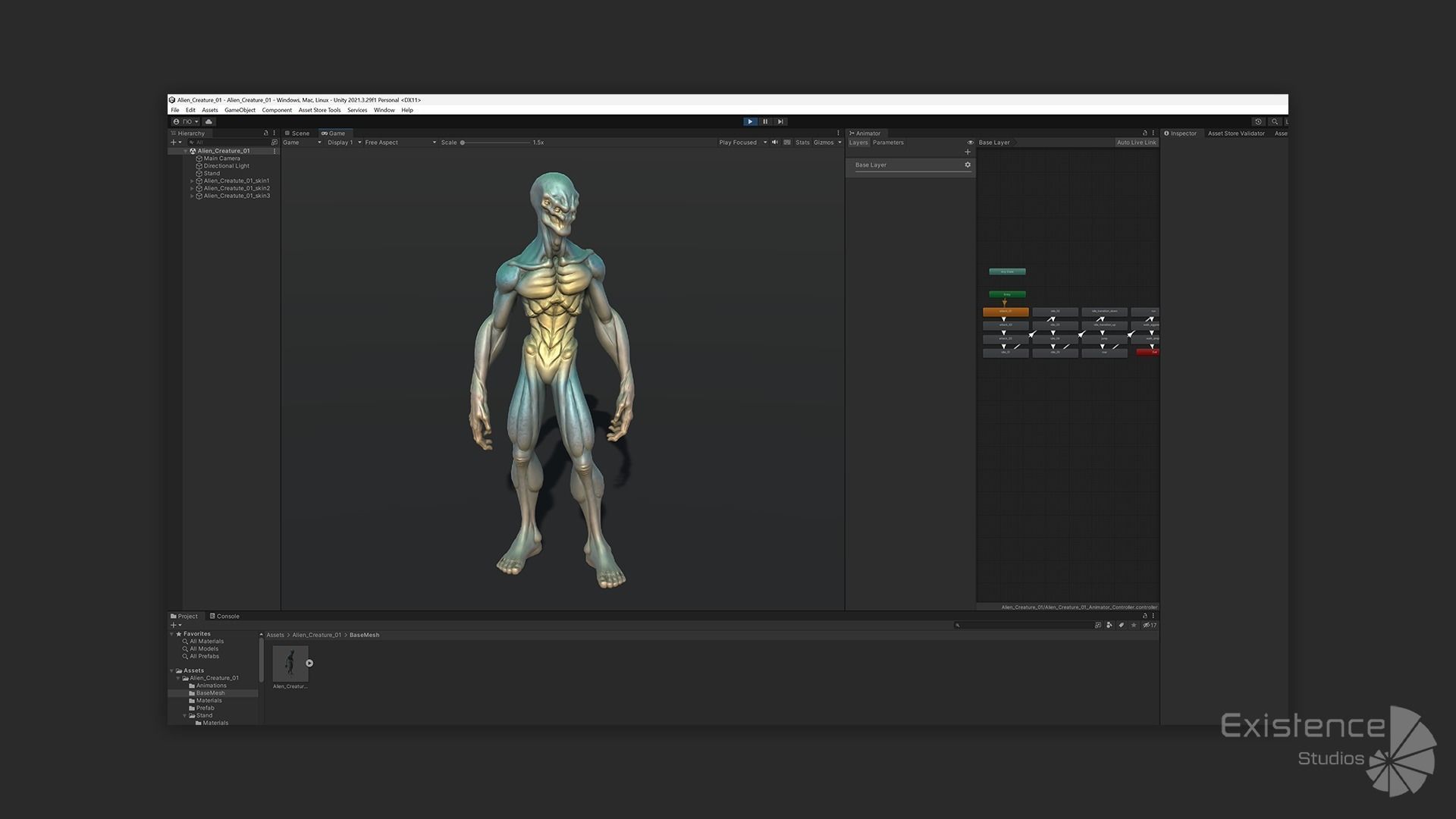 Alien Creature 01 - Stylized Monsters Animation UFO Enemy - 14 Low-poly 3D model_12