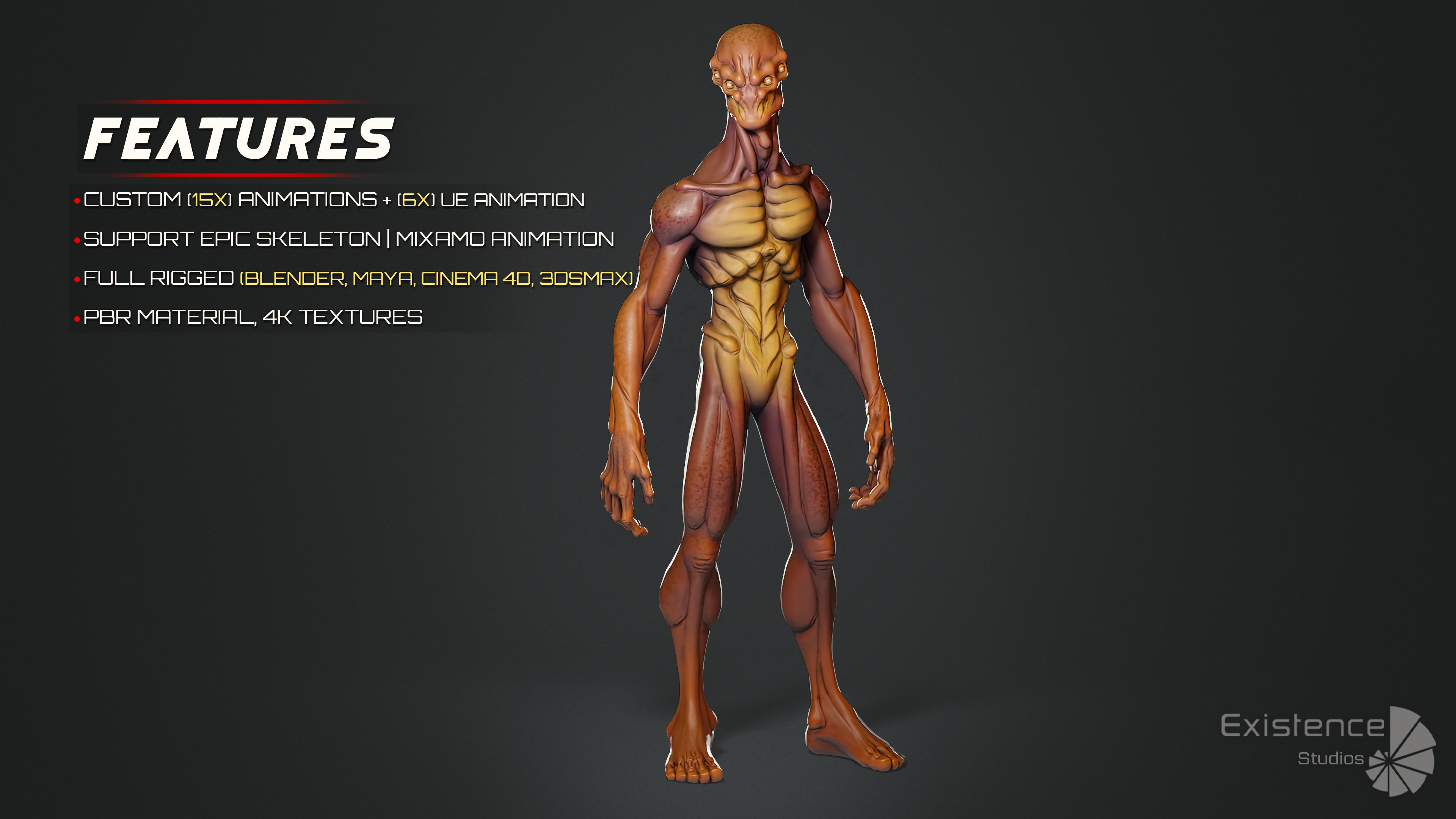 Alien Creature 01 - Stylized Monsters Animation UFO Enemy - 14 Low-poly 3D model_3