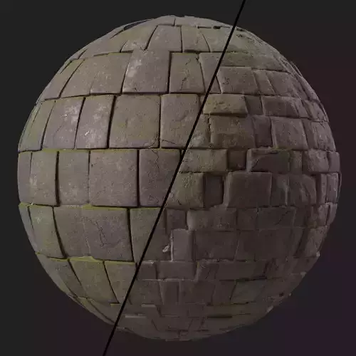 Pavement Materials 76- Slat Stone Mossy Sbsar Pbr 4k Seamless