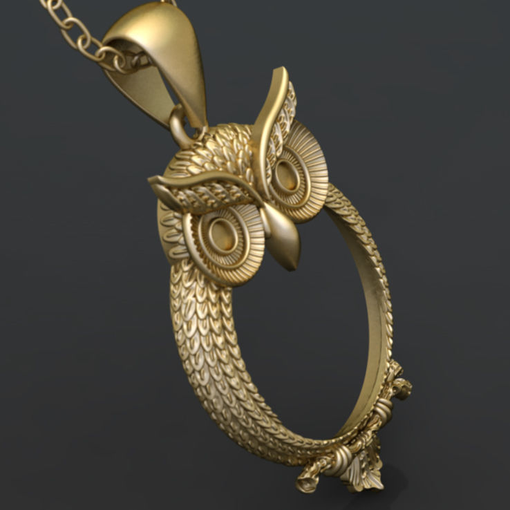 Owl Pendant 3D print model_1