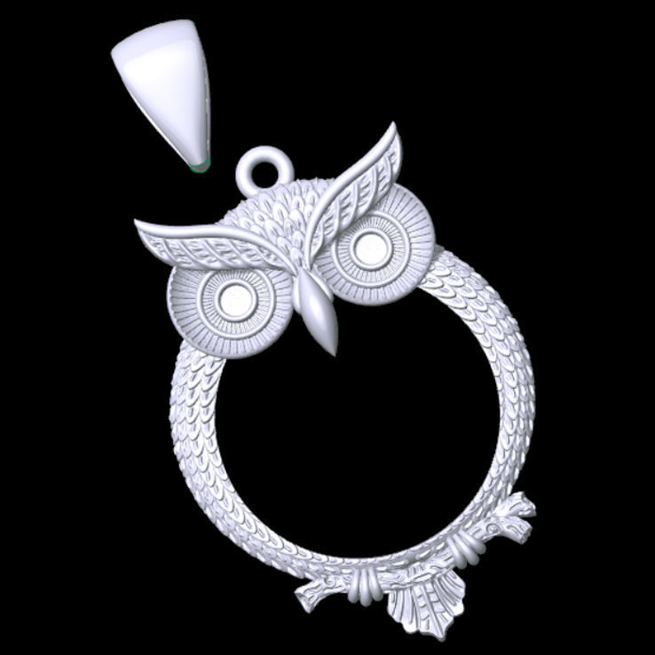 Owl Pendant 3D print model_2