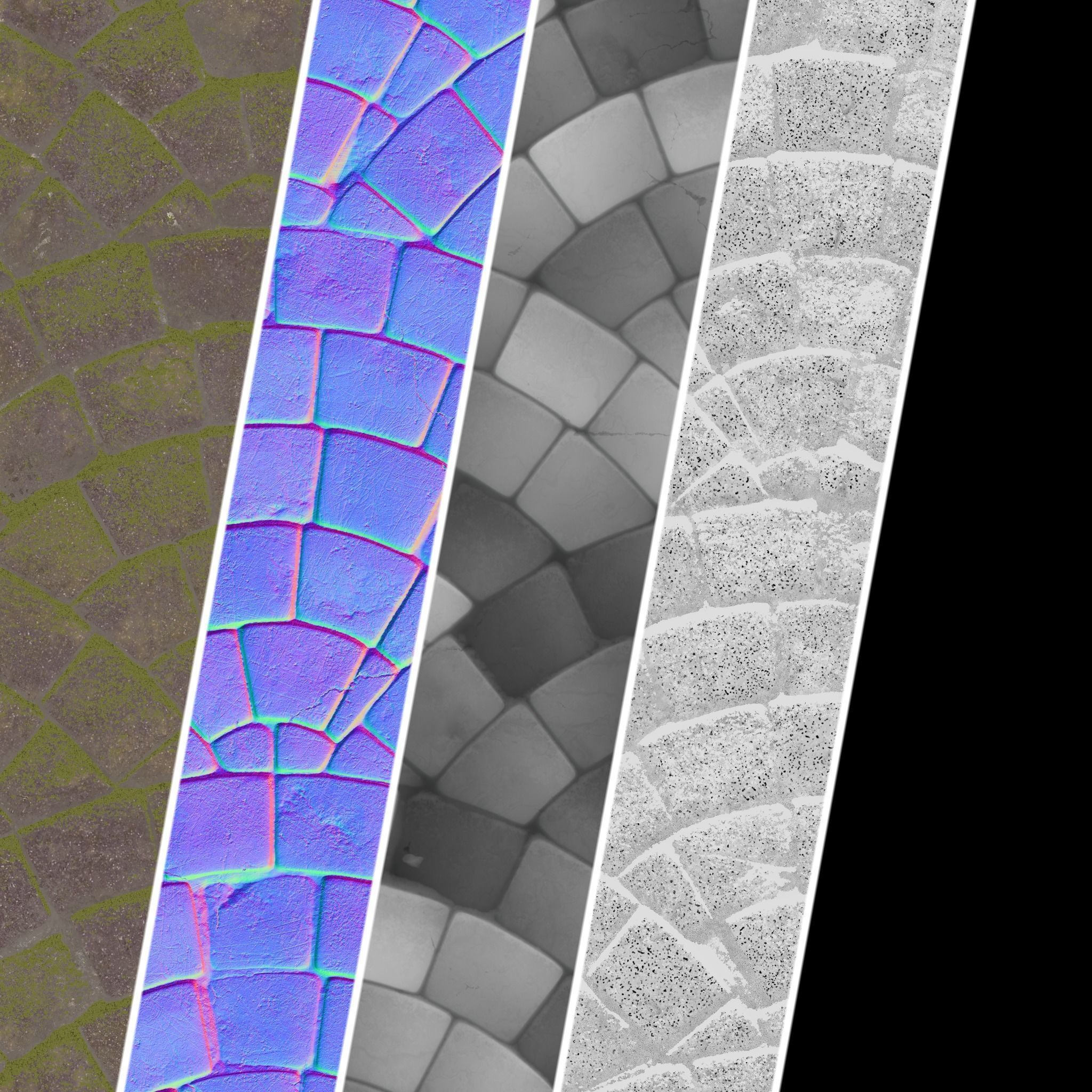 Pavement Materials 77- Stone Paving Mossy Sbsar Pbr 4k Seamless Texture_3