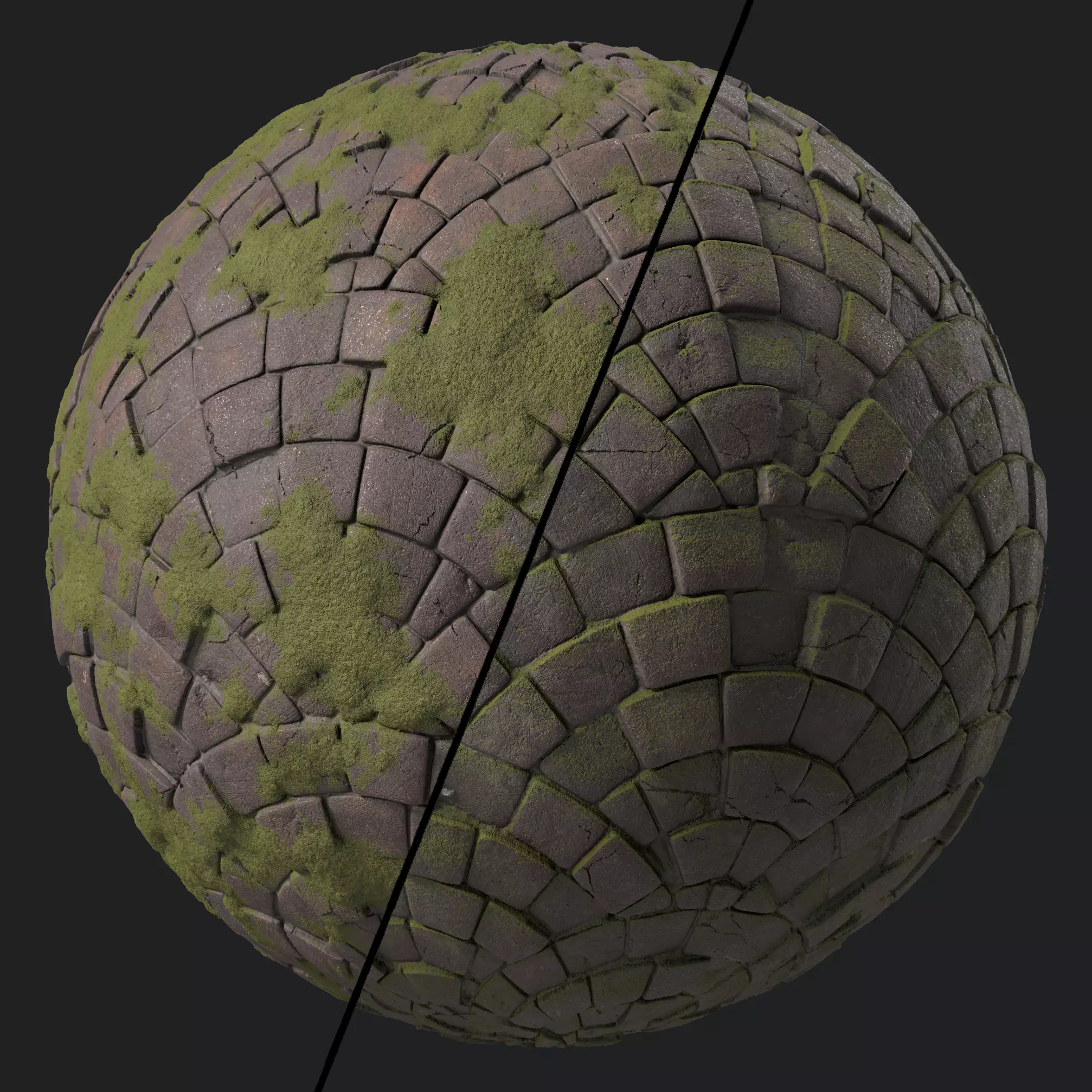Pavement Materials 77- Stone Paving Mossy Sbsar Pbr 4k Seamless Texture_0