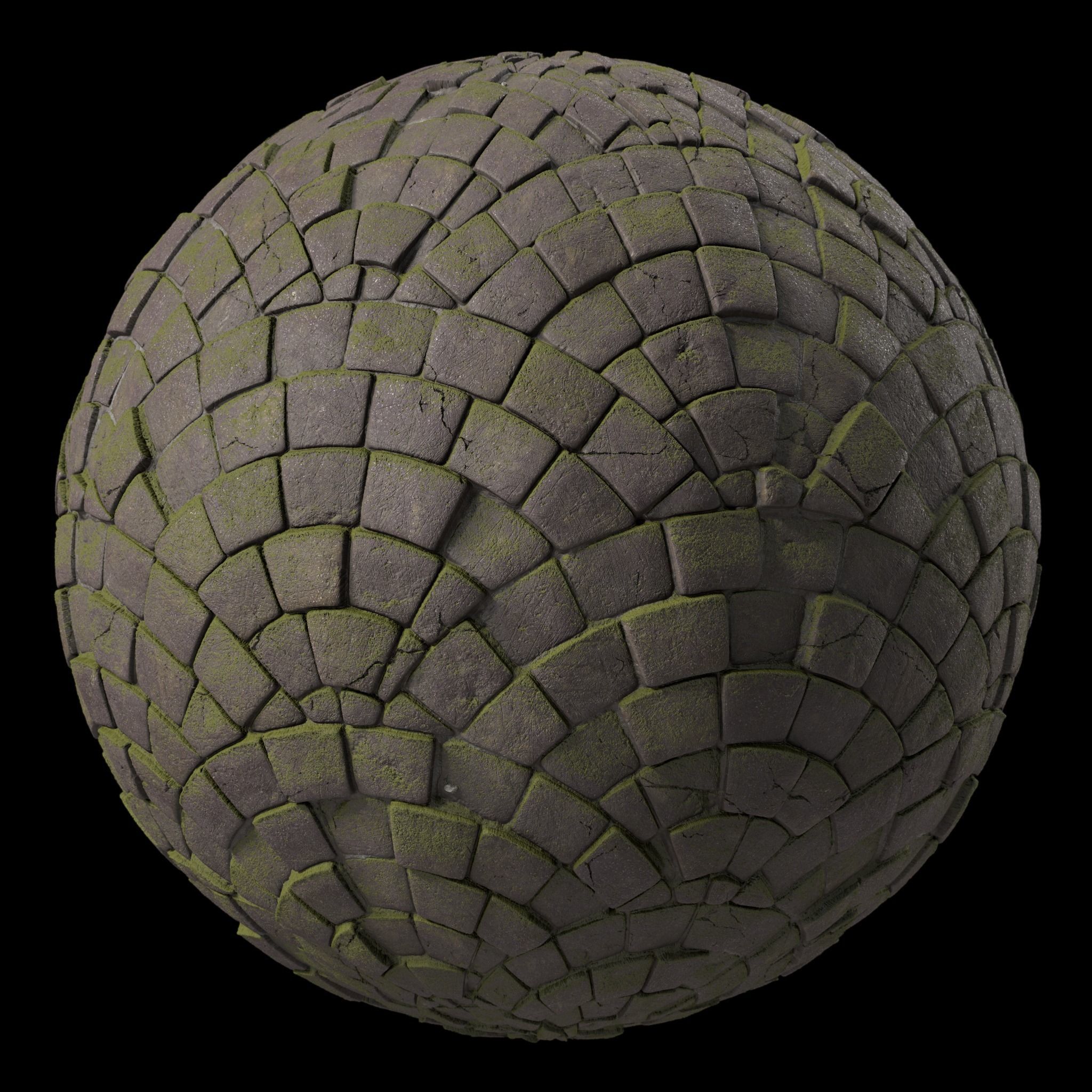 Pavement Materials 77- Stone Paving Mossy Sbsar Pbr 4k Seamless Texture_1