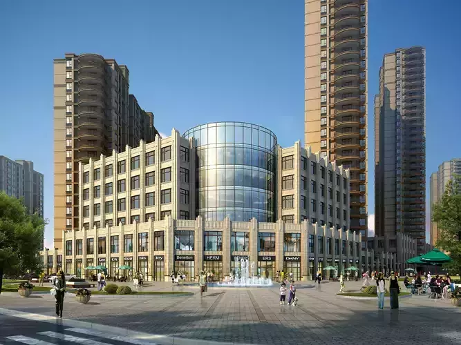 3Dmax fashion city commercial square building 216