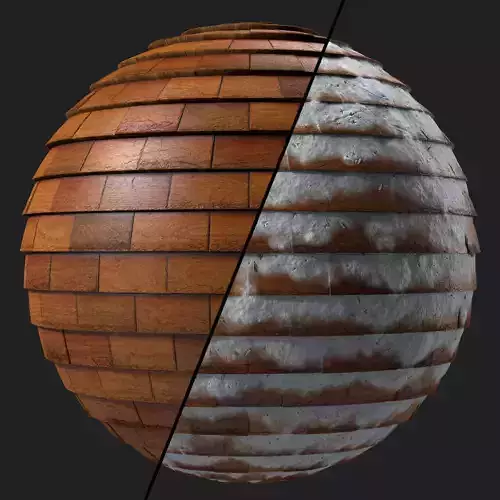 Roof Tile Materials 76- Wooden Roofing Sbsar Seamless Pbr