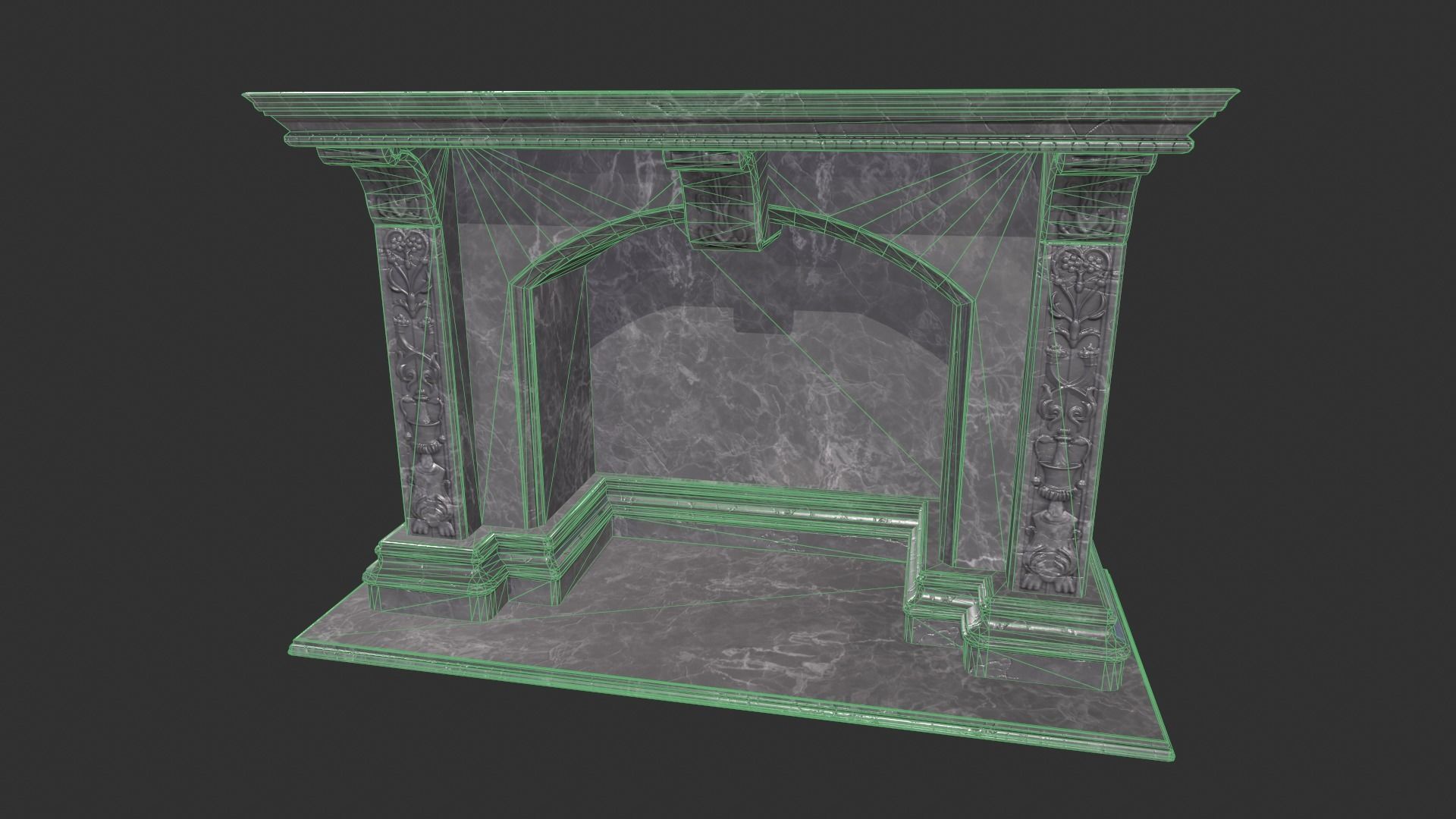 Marble Fireplace Low-poly 3D model_9
