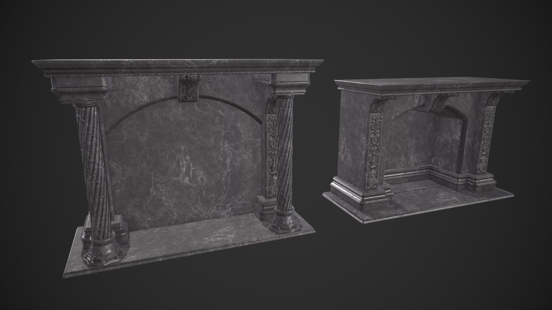 Marble Fireplace Low-poly 3D model_1