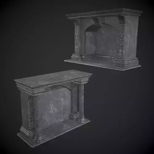 Marble Fireplace Low-poly 3D model