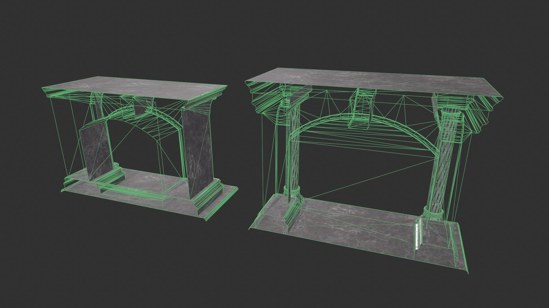 Marble Fireplace Low-poly 3D model_6