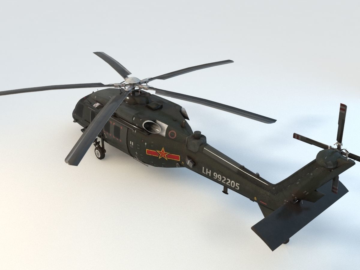 Chinese Z20 helicopter Low-poly 3D model_1