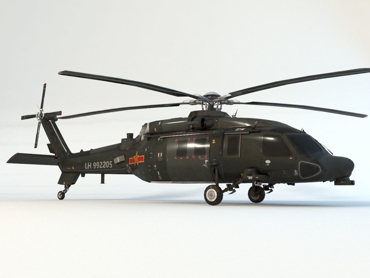 Chinese Z20 helicopter Low-poly 3D model_4