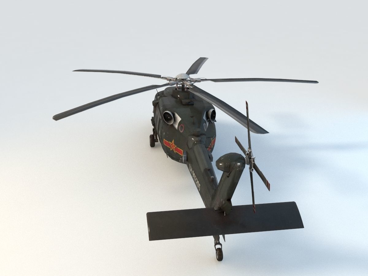 Chinese Z20 helicopter Low-poly 3D model_2