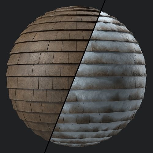 Roof Tile Materials 69- Concrete Roofing by Sbsar Seamless Pbr Texture