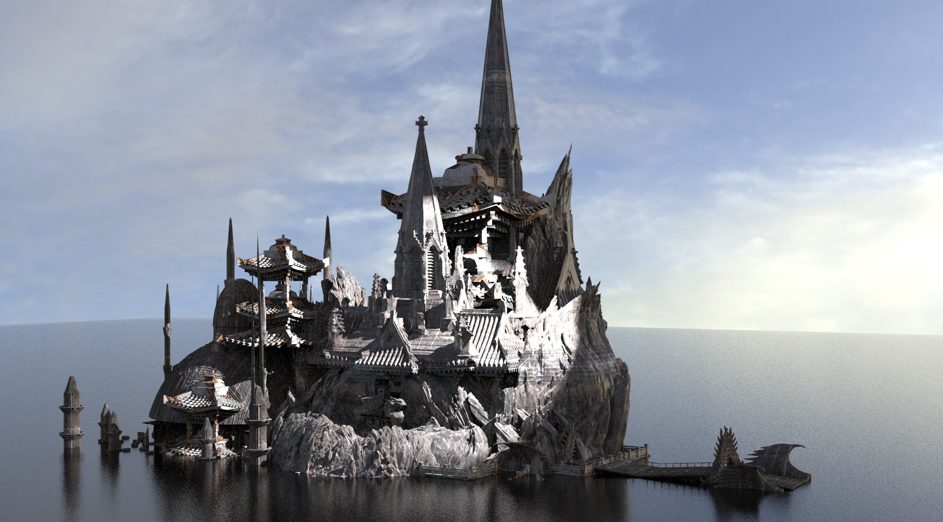 KOTENGU Temple sunken ruins 3D model_1